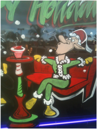 holiday painting of elve smoking hooka