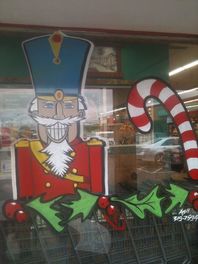 christmas window painting of toy soldier